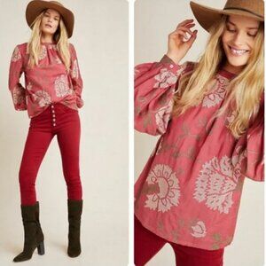 Payal Pratap Anthropologie Rhododendron Stitched Balloon Long Sleeve Top Size S